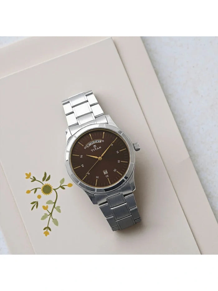 Titan Workwear Round Brown Dial Analog Watch - NU1767SM03