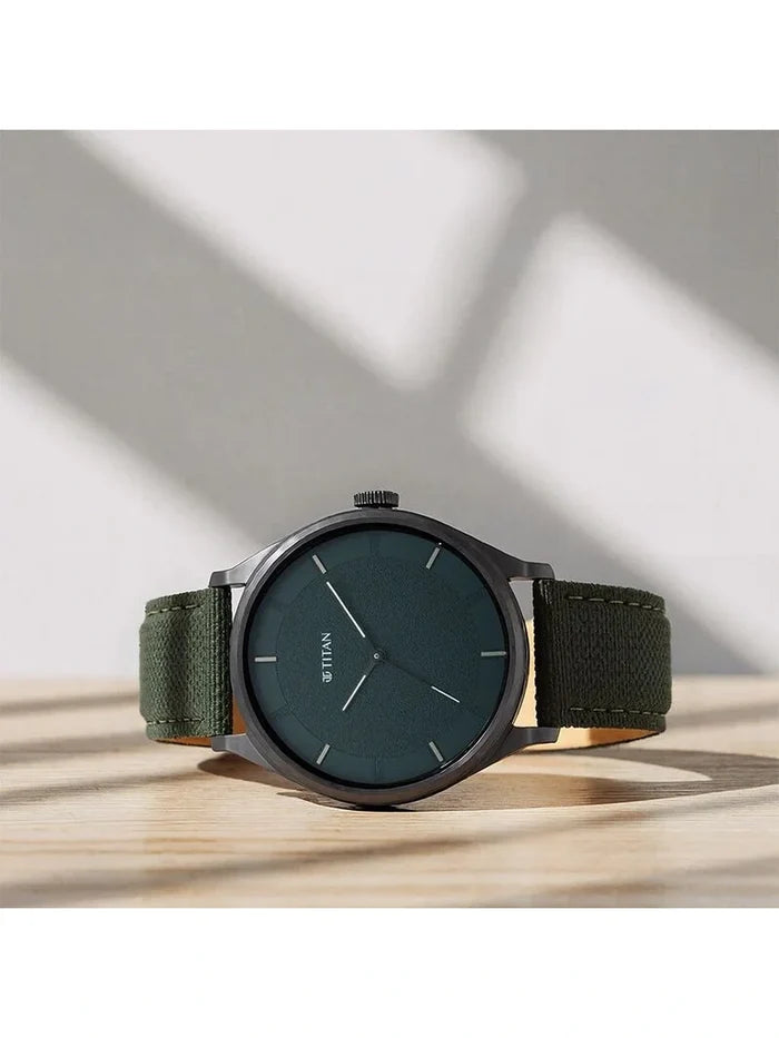 Titan Workwear Round Green Dial Analog Watch - NU1802NL02