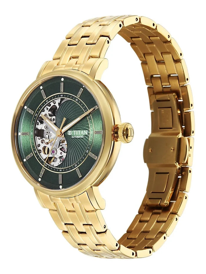 Titan Yin Yang Automatic Analog Green Dial Watch - 90222YM01