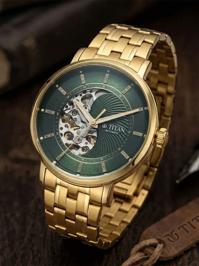 Titan Yin Yang Automatic Analog Green Dial Watch - 90222YM01
