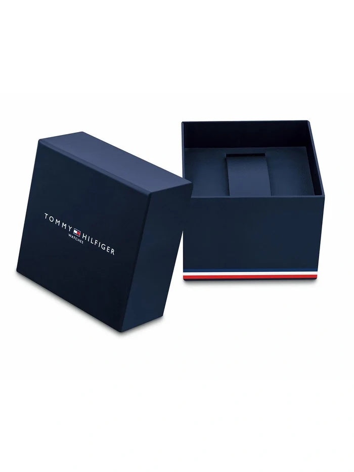 Tommy Hilfiger Rectangle Blue Dial Analog Watch With Multifunction Display & Leather Strap - TH1710760