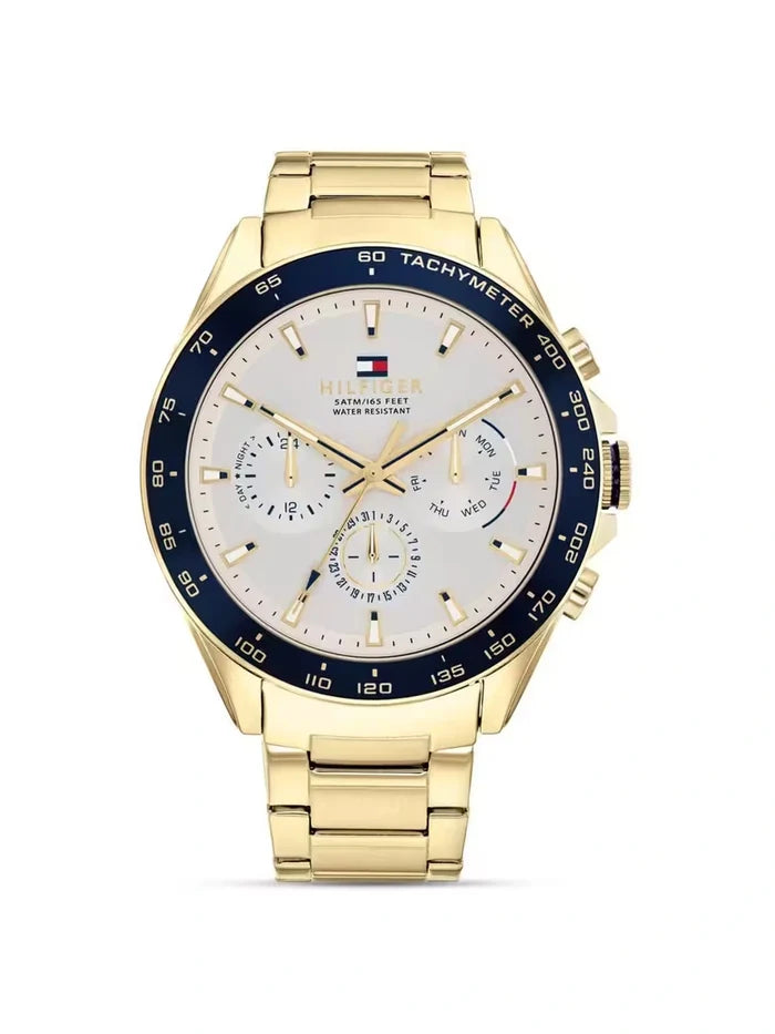 Tommy Hilfiger Round Gold Dial Analog Watch With Metal Strap - NETH1791969