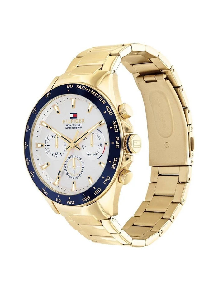 Tommy Hilfiger Round Gold Dial Analog Watch With Metal Strap - NETH1791969