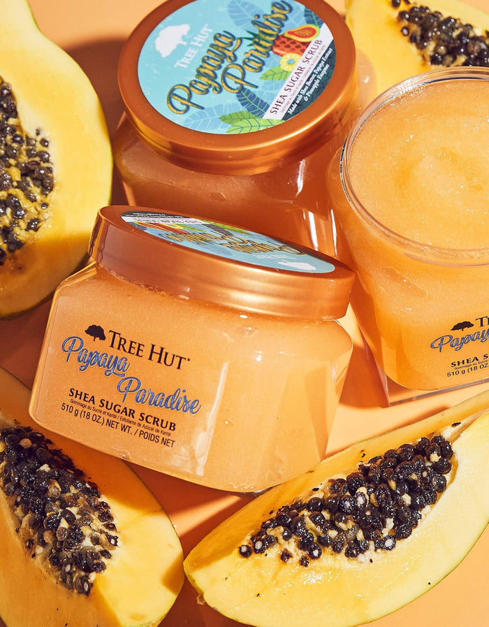 TREE HUT Shea Sugar Scrub Papaya Paradise سكراب الجسم بالبابايا