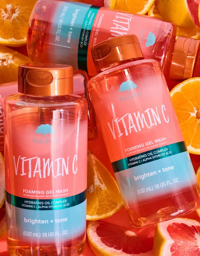 TREE HUT vitamin c foaming gel wash hydrating oil complex vitamin c alpha hyaluronic acid brighten + tone