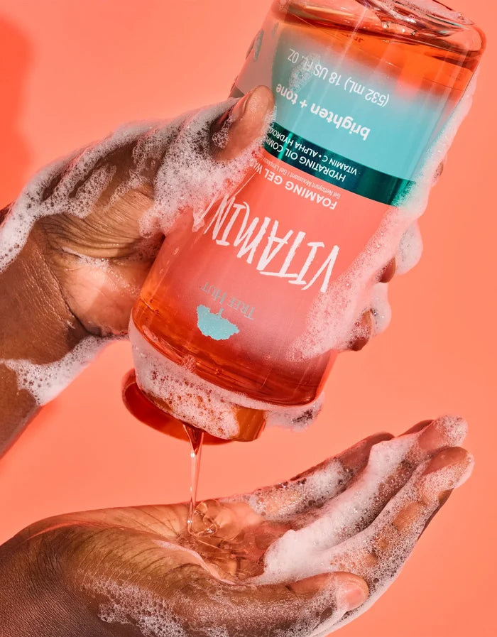 TREE HUT vitamin c foaming gel wash hydrating oil complex vitamin c alpha hyaluronic acid brighten + tone