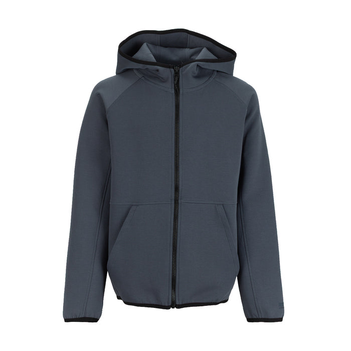 Youth fleece full-zip hoodie in dark ombre blue with front zipper, hood, and pockets