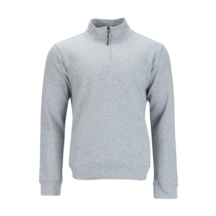 Men's heather gray quarter-zip sweatshirt with mock neck