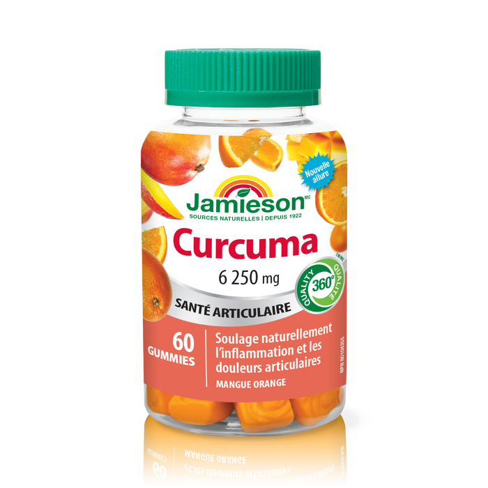 31001073 Jamieson Turmeric Gummies 6,250 mg, Orange Mango, 60 ct 9449_R2103_Turmeric Gummies_300cc_BTL_FR
