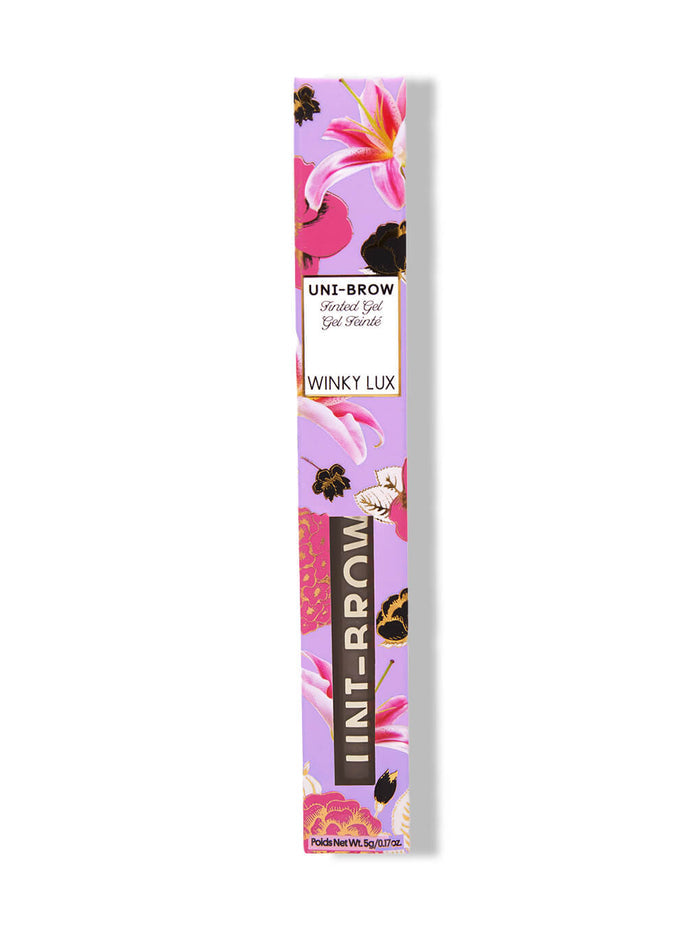 black -- unibrow tinted brow gel box on white background