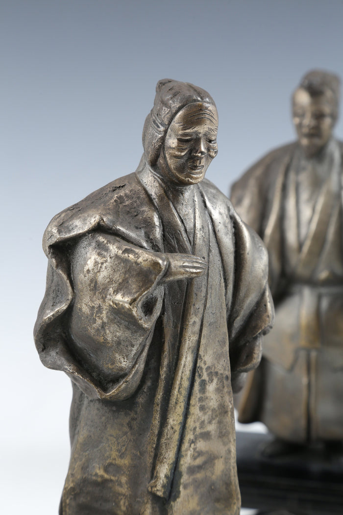 Very Rare Product Japanese Noh White Copper Figure Great Takasago Couple