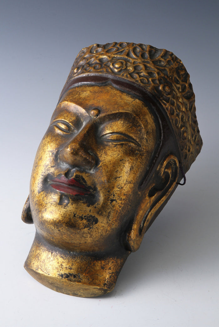 Vintage Paper Clay Kannon Mask  Early Showa Era, Japanese Buddhism