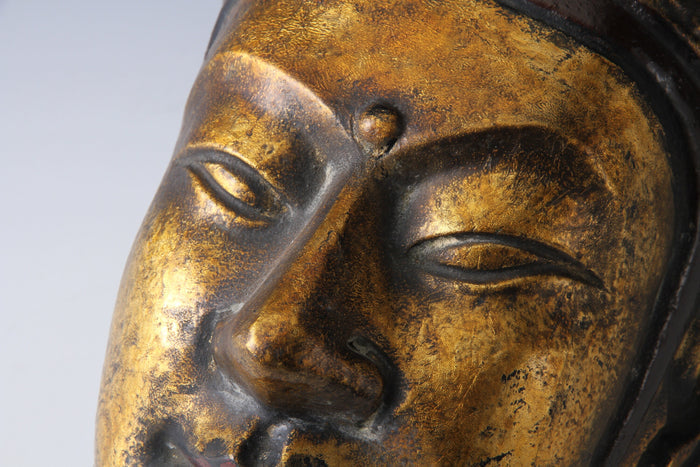 Vintage Paper Clay Kannon Mask  Early Showa Era, Japanese Buddhism
