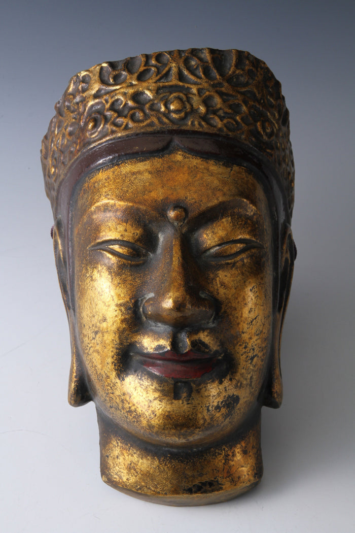 Vintage Paper Clay Kannon Mask  Early Showa Era, Japanese Buddhism