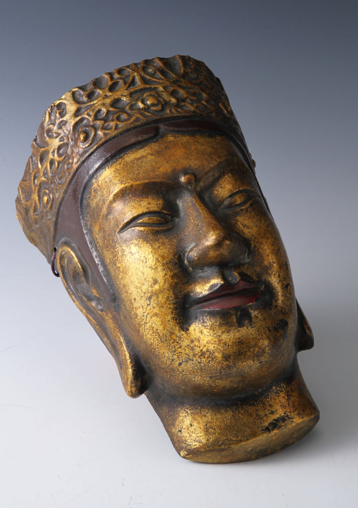 Vintage Paper Clay Kannon Mask  Early Showa Era, Japanese Buddhism