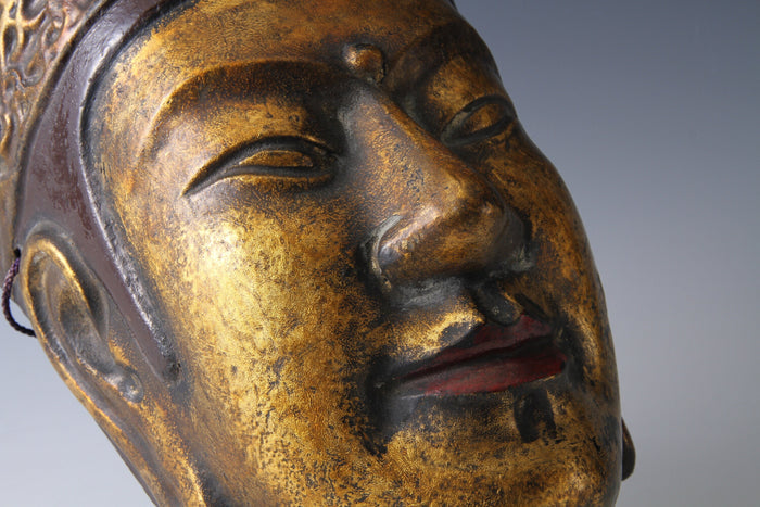 Vintage Paper Clay Kannon Mask  Early Showa Era, Japanese Buddhism