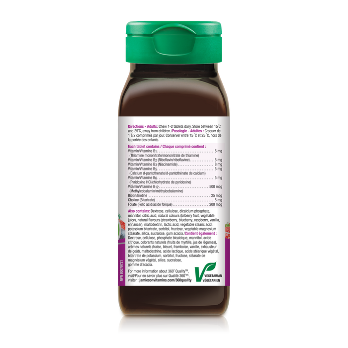 31000464 Jamieson Vitamin B Complex, 90 ct 6599_J_BTL_B_Complex_Chewable_BerryBliss_375cc_R2063_DIR
