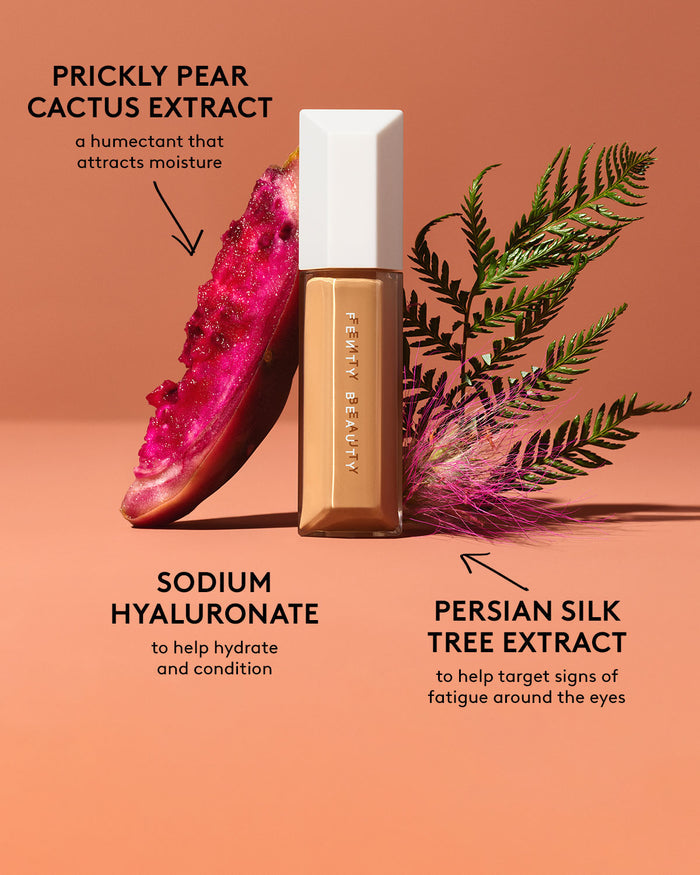We're Even Hydrating Longwear Concealer has prickly pear cactus extract, sodium hyaluronate, and persian silk tree extract.