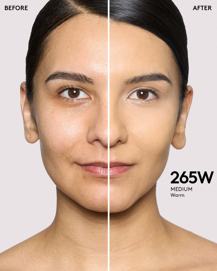 Before and after of medium skin toned mode.