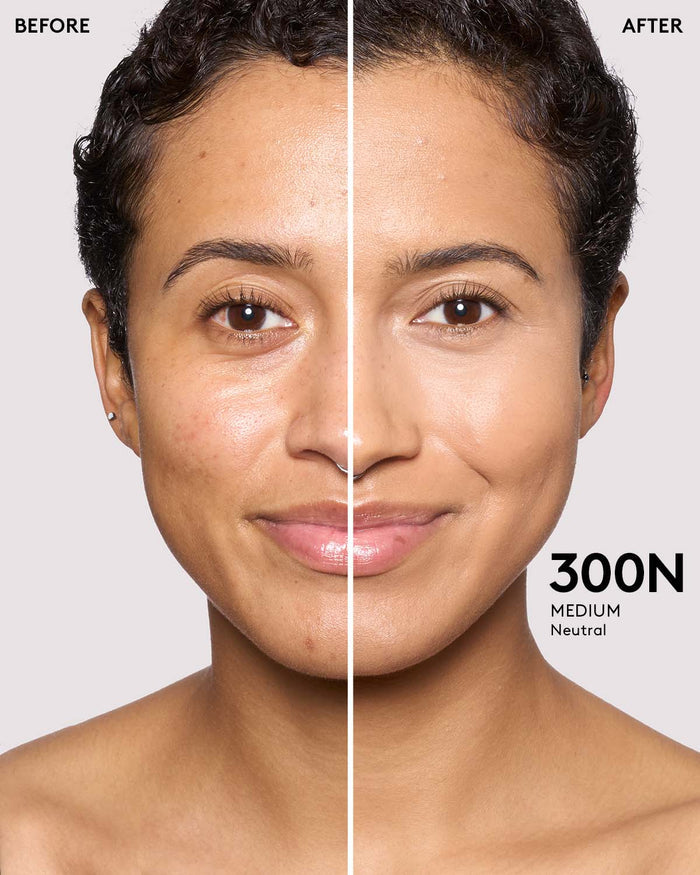Before and after of medium skin toned mode.