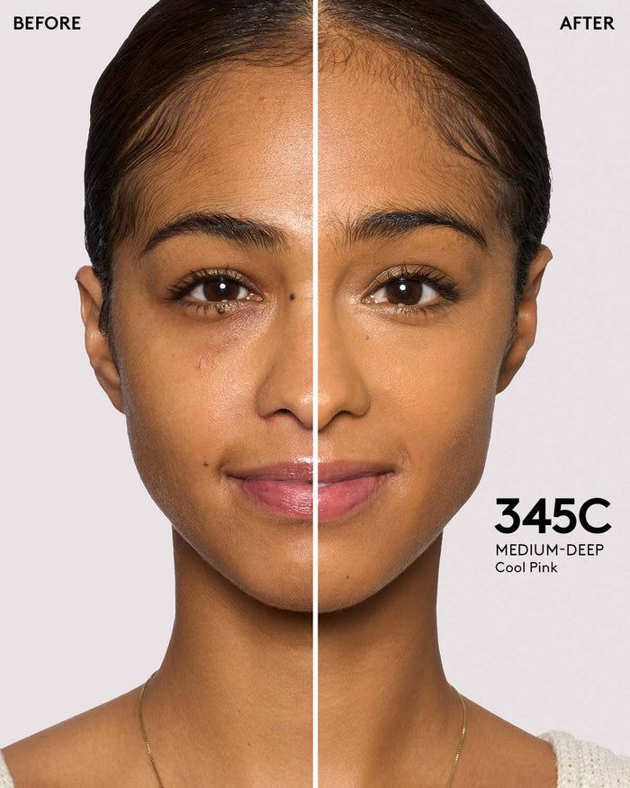 Before and After of medium-deep skintone model.