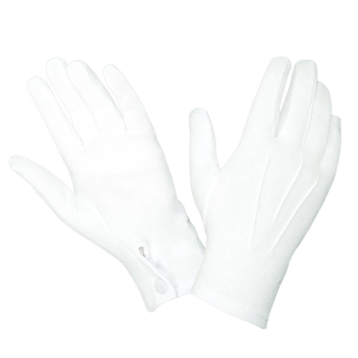 WG1000S - White Cotton Parade Gloves w/Snap Back - Safariland