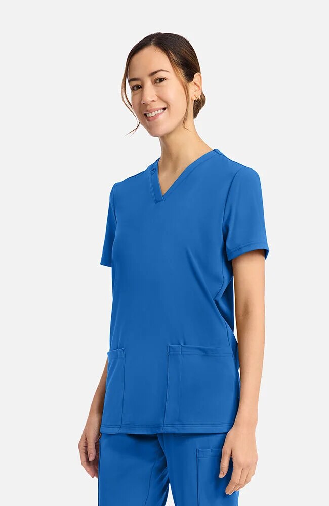 Women's Scrub Set: 2-Pocket V-Neck Scrub Top & 5-Pocket Straight Leg Scrub Pant