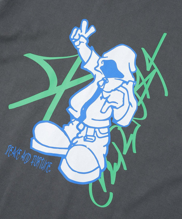 XLarge - Pigment Dyed Peace and Fortune SS Tee - Black - T-shirts - F201253011015