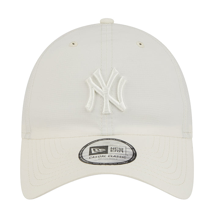 Light chrome white strapback cap with tonal NY logo on front panel
