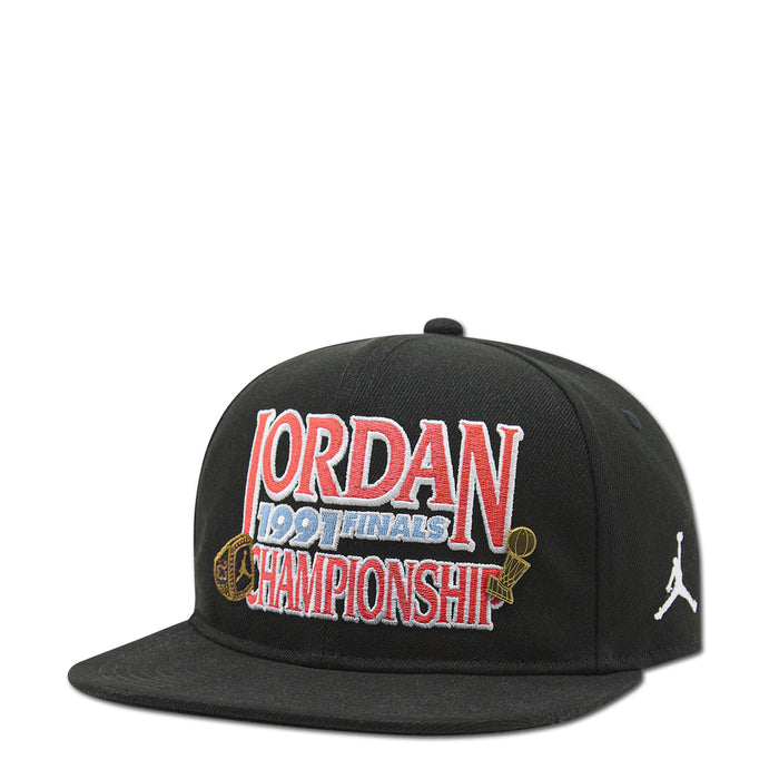 Youth black snapback cap with embroidered JORDAN 1991 Finals Championship logo