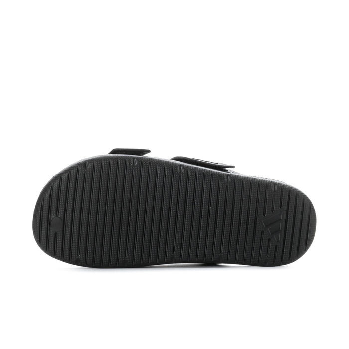 Women's black slide sandal outsole with textured grip pattern